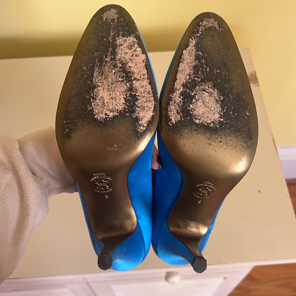 Satin Mary Janes Size 9 Bright Azul JCrew - Picture 4 of 6